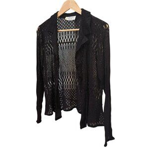 Cute Black Knit Lace Cover Up / Button Up Shirt